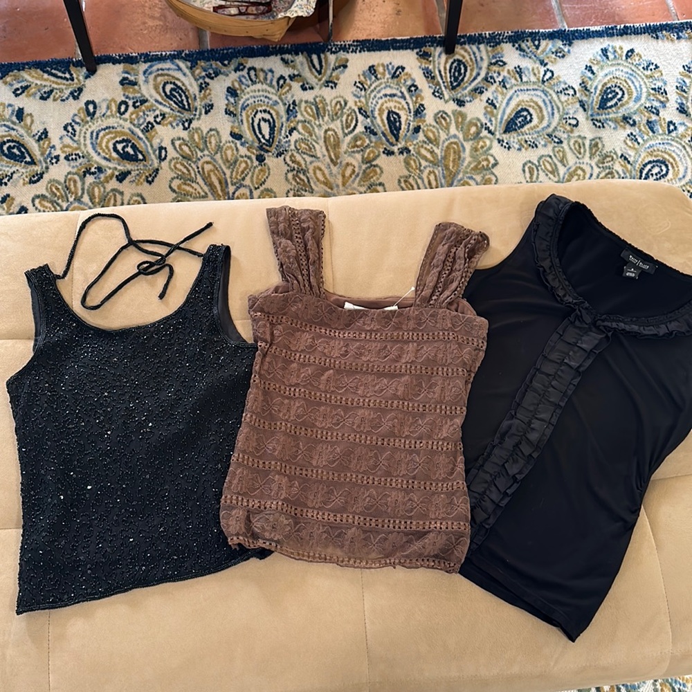 3 fancy tops - WHBM, max studio & stenay